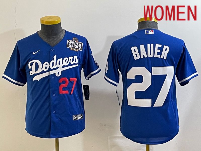 Women Los Angeles Dodgers 27 Bauer Blue Game 2024 Nike MLB Jersey style 3